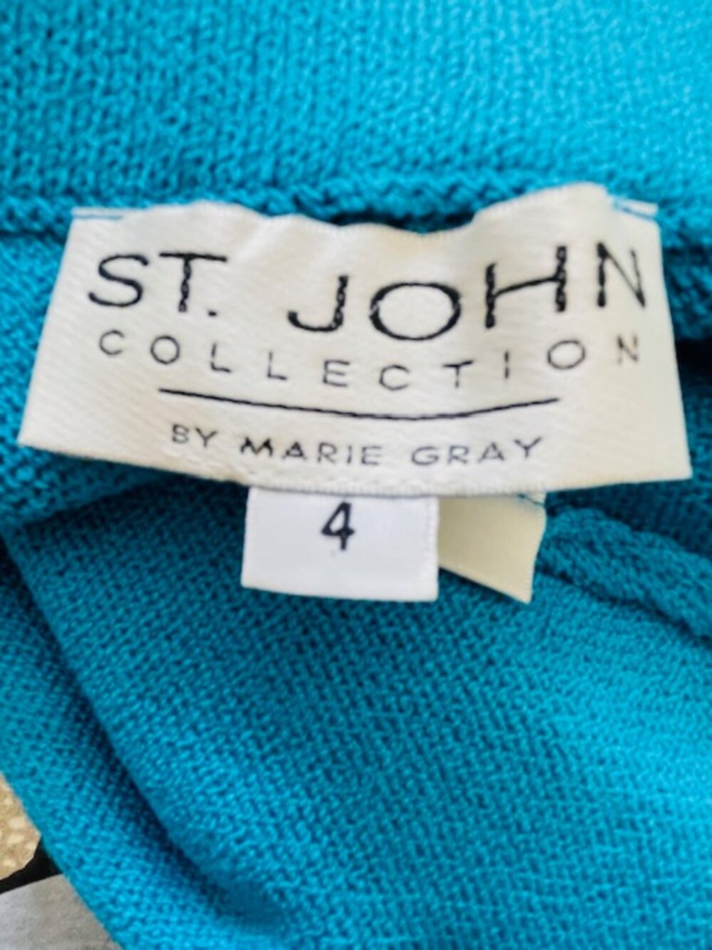 St. John Collection Santana Knit Pantsuit Teal 2 Piece Luxe Knit Wide Leg Small - Picture 11 of 12